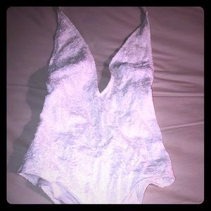 Cream/ ivory deep plunge one piece